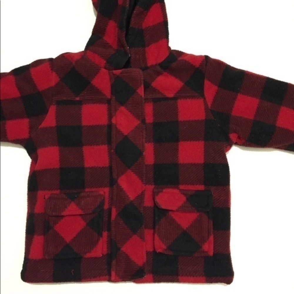 Health Tex boys plaid coat black red 12 Months